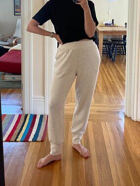 Varley The Slim Cuff Pant, Oatmeal, Size Medium